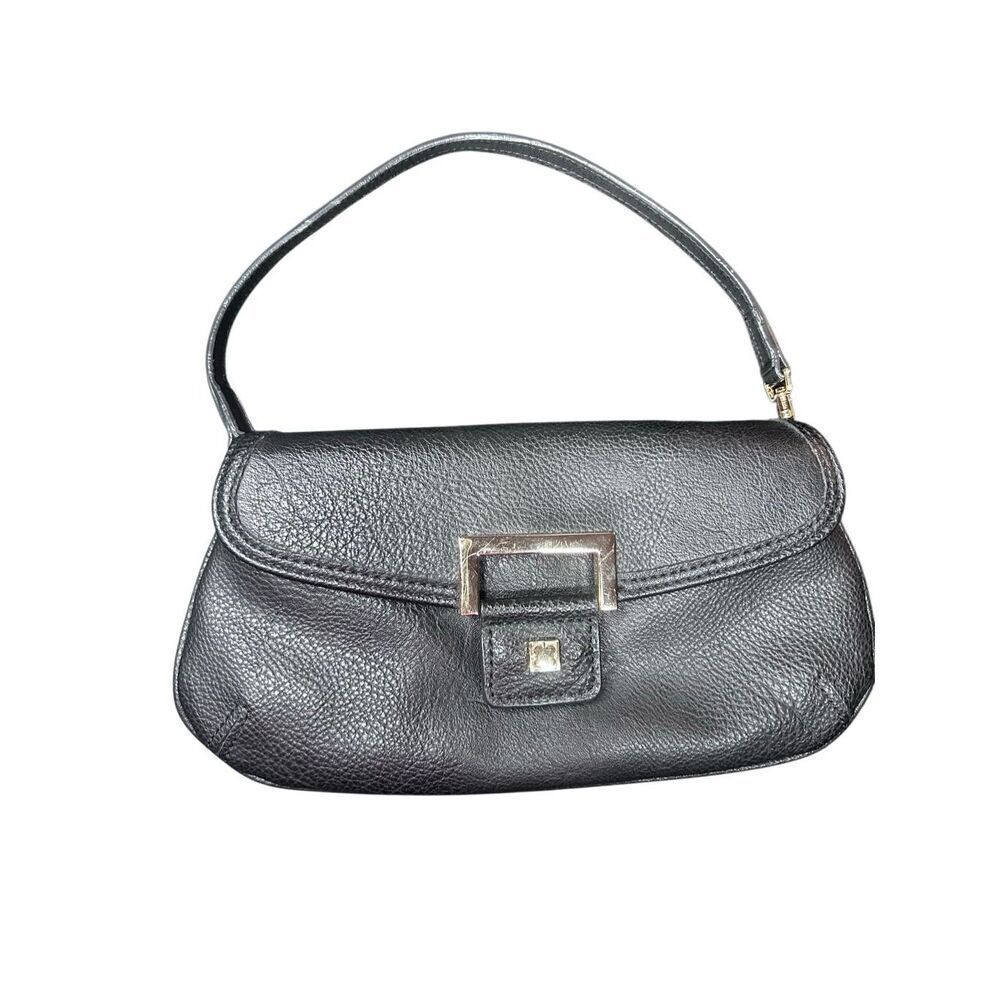 Liz Claiborne Black Faux Leather Wristlet Clutch Wallet Purse Convertible